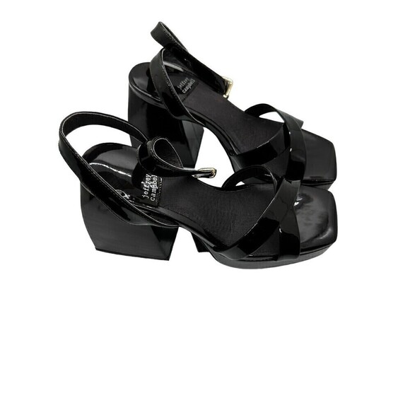 Jeffrey Campbell Matriarch Sandal in Black  Crinkle Pattern Size 7 - Picture 7 of 9
